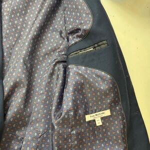 Isaac Mizrahi Dark Blue Jacket with Patterned Lining size 12